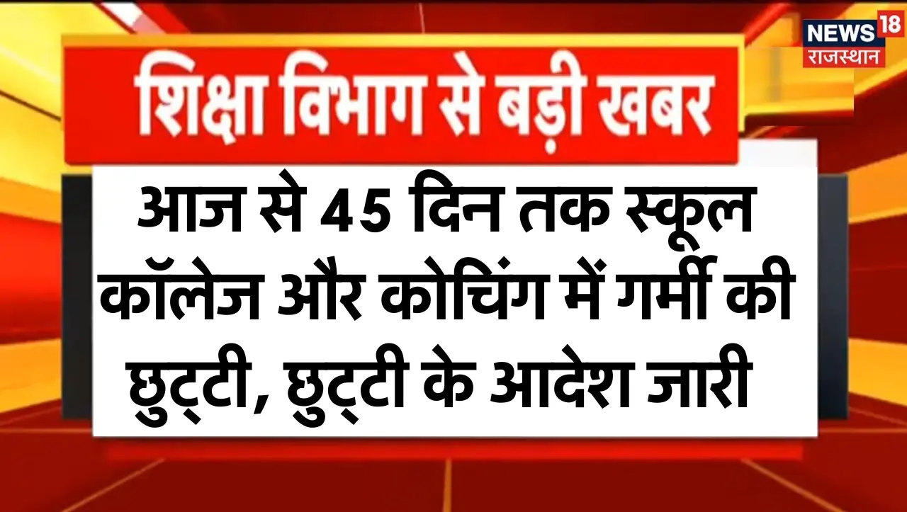 School Summer holidays: आज से 45 दिन तक स्कूल कॉलेज और कोचिंग में गर्मी की छुट्टी, छुट्टी के आदेश जा