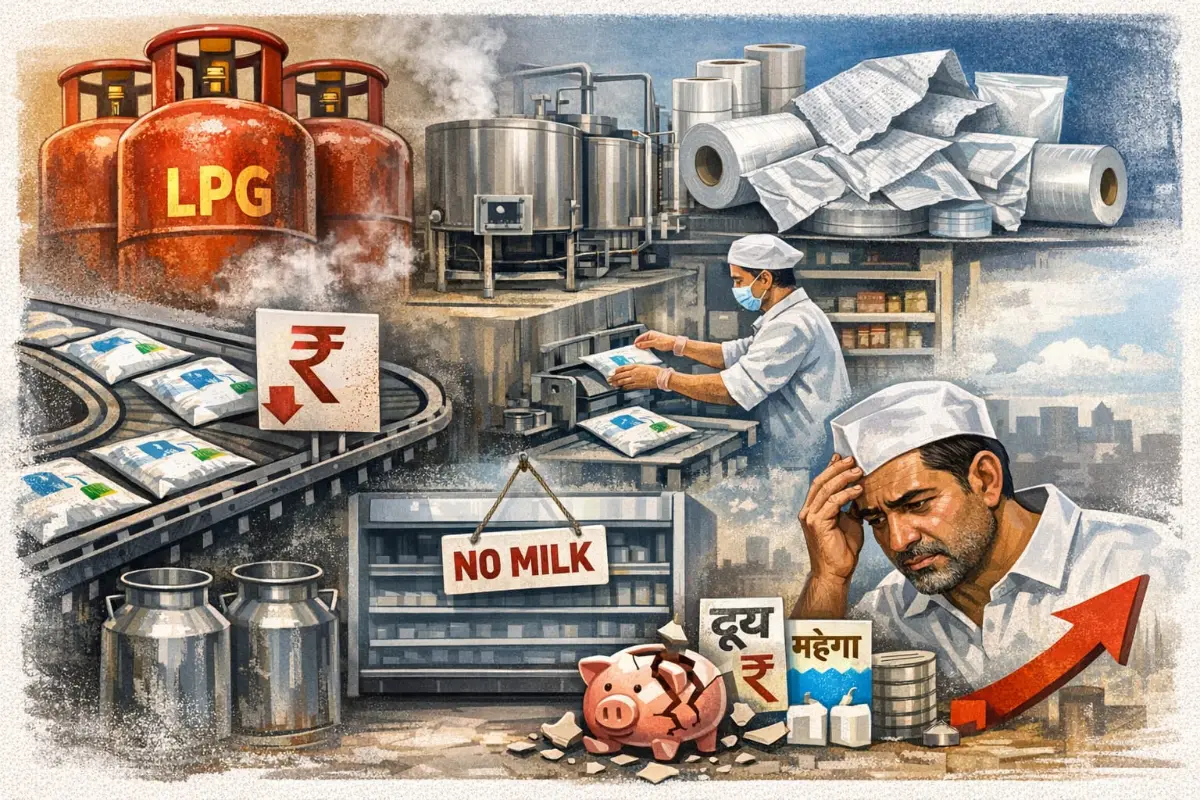 LPG संकट ,दूध सप्लाई संकट ,डेयरी इंडस्ट्री ,गैस की कमी ,दूध उत्पादन ,पैकेजिंग समस्या ,पाश्चुरीकरण