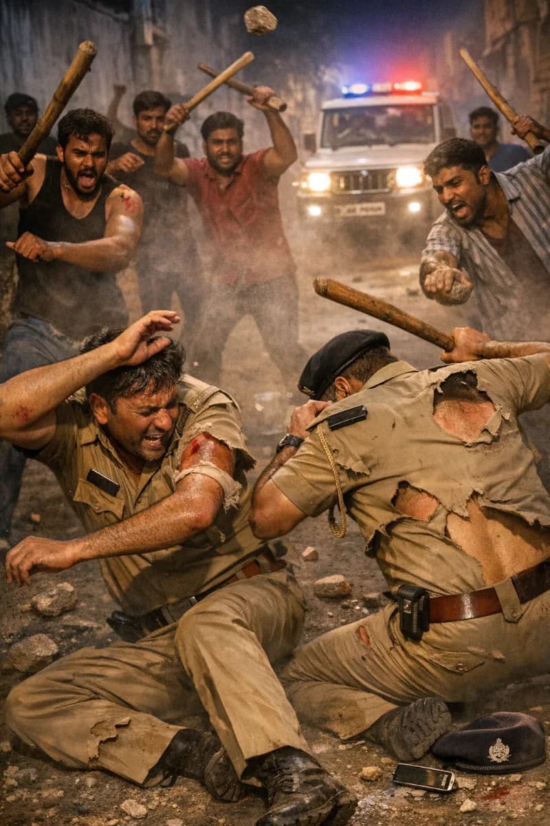 Police attacked in Jodhpur while trying to stop the sound; two constables injured, beaten with sticks and stones, uniforms torn.