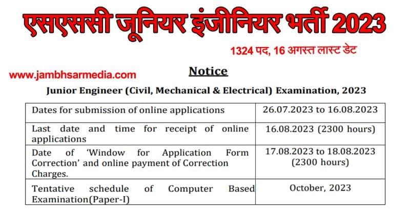 SSC Junior Engineer Recruitment 2023: एसएससी जूनियर इंजीनियर भर्ती 2023 के 1324 पदों का नोटिफिकेशन ज