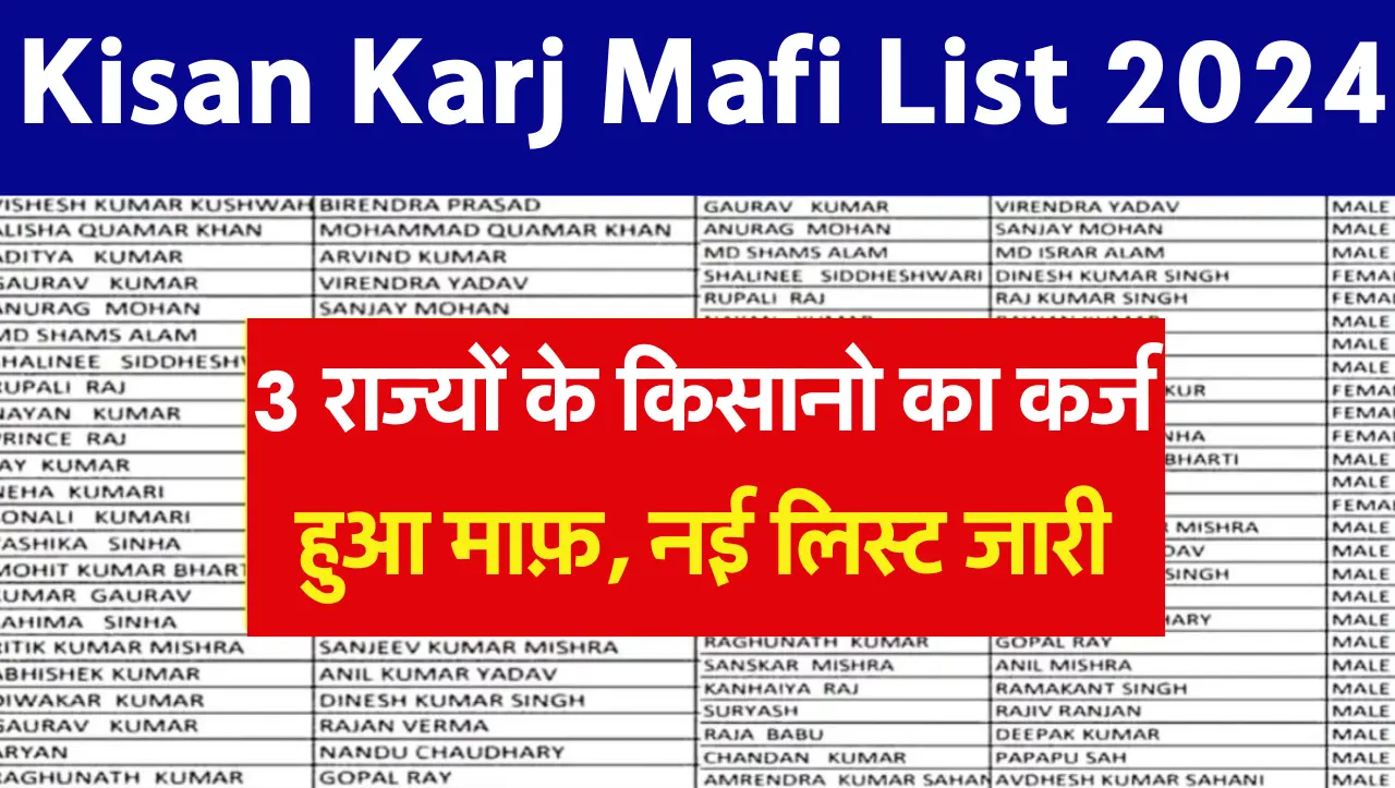 Kisan Karj Mafi List 2024: किसानो को मिली खुशखबरी….! 3 राज्यों के किसानो का कर्ज हुआ माफ़, नई 